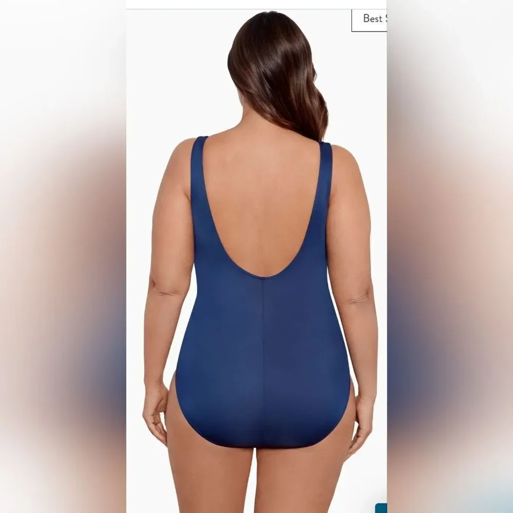 Miraclesuit Plus Size Crossover One Piece NWOT Size 24W Blue